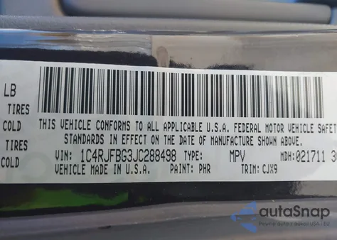 2018 Jeep Grand Cherokee Limited 4X4 из США, поврежденный, VIN 1C4RJFBG3JC288498